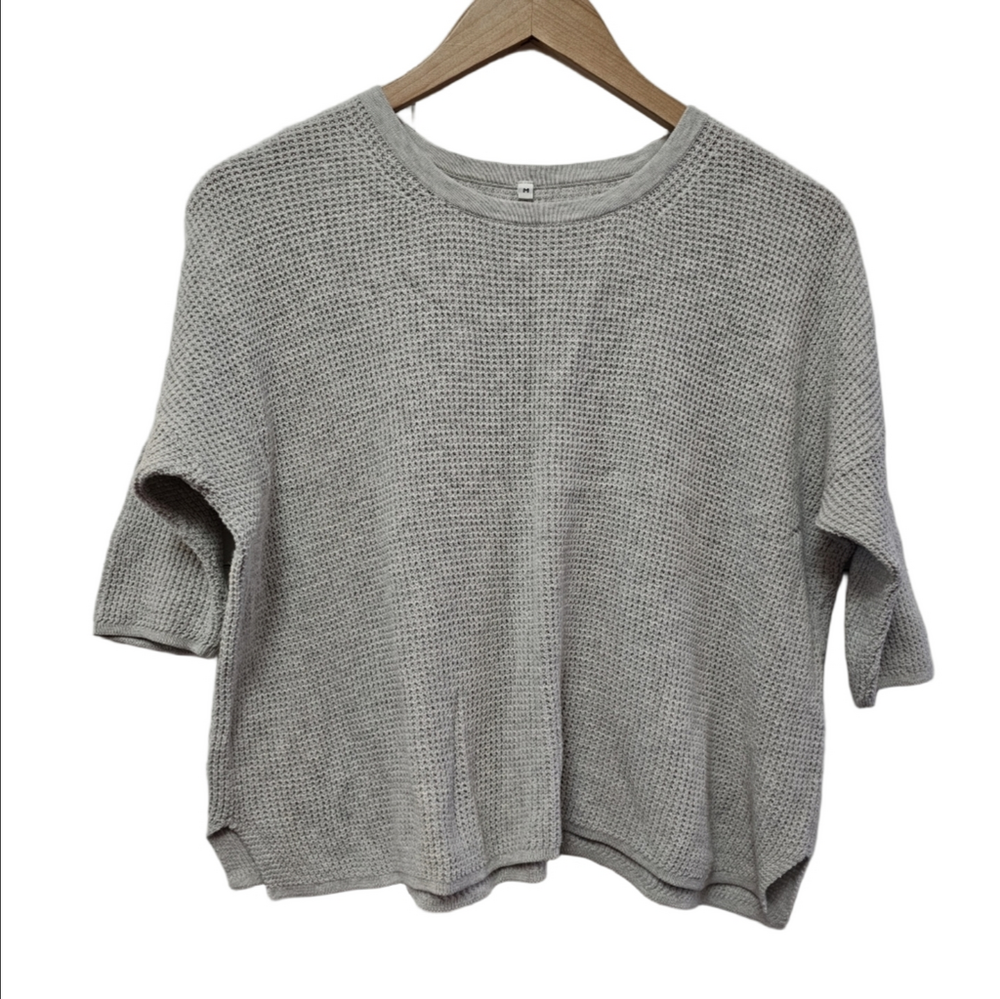 ✨ 3/$20✨ Half Sleeve Cropped  Waffle Sweatshirt